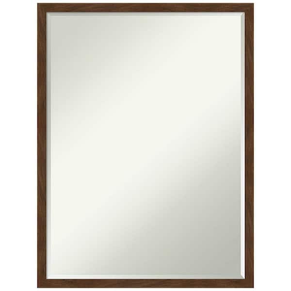 Amanti Art Carlisle Brown Narrow 19 in. x 25 in. Petite Bevel Farmhouse Rectangle Wood Framed Bathroom Wall Mirror in Brown