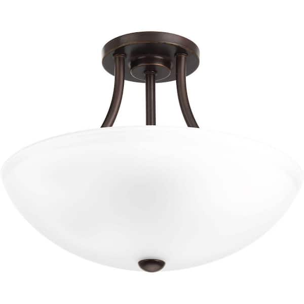 Progress Lighting Gather Collection 2-Light Antique Bronze Semi-Flush Mount