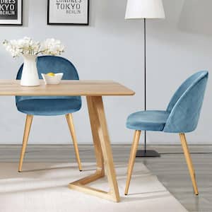 Zomba Blue Velvet Upholstered Side Dining Chair (Set of 2)