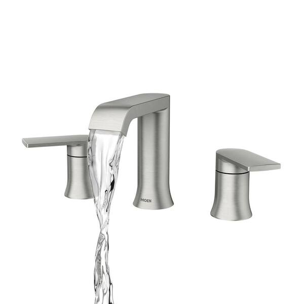 Genta 8'' Widespread 2-Handle Bathroom Faucet in Spot Resist Brushed Nickel Moen 