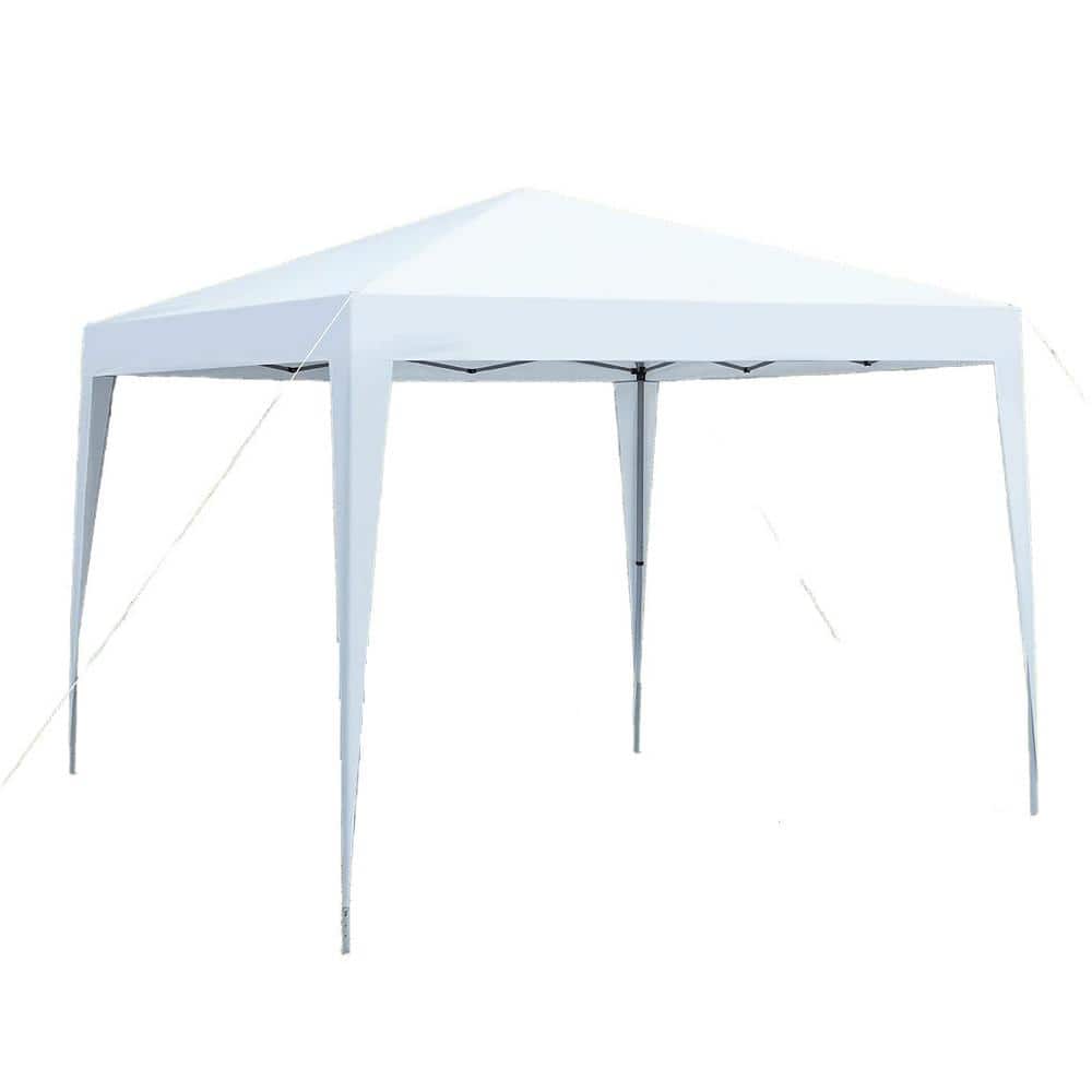 10 ft. x 10 ft. White Pop-Up Gazebo Canopy Tent with 4 Weight Sand Bag and 