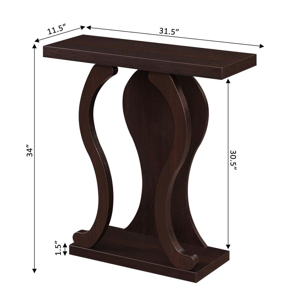 Newport Terry B Espresso Wood Console Table with Storage Shelf