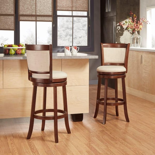 HomeSullivan 29 in. Ashbury Beige Swivel Cushioned Bar Stool