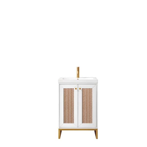 James Martin Vanities Chianti 24 in. W by 18" D Bath Vanity in Glossy White with Resin Vanity Top in White Glossy with White Basin