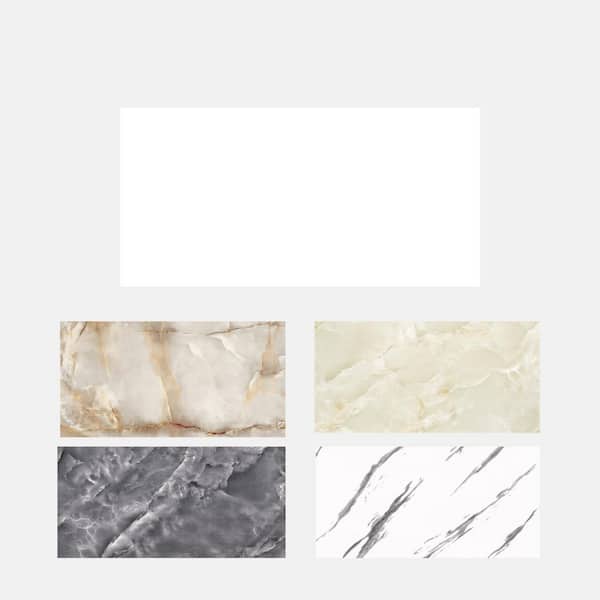 Plain White 12 in. x 24 in. x 3/16 Marble PVC Peel and Stick Backsplash Wall Panels (10-Pack)