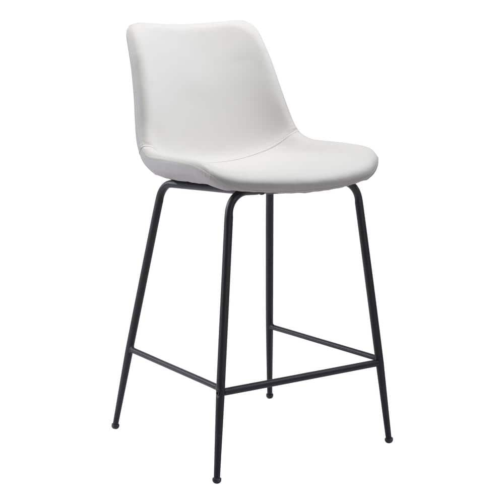 Zuo Modern Byron White High Back Metal Counter Height (2427 in.) Bar Stool101776 The Home Depot