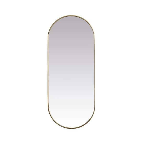Unbranded Timeless Home 30 in. W x 72 in. H x Modern Metal Framed Oval Brass Mirror