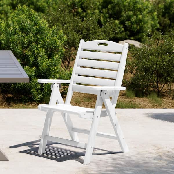 Laguna Outdoor Patio Folding Highback Dining Chair w/ Adjustable Recline in White