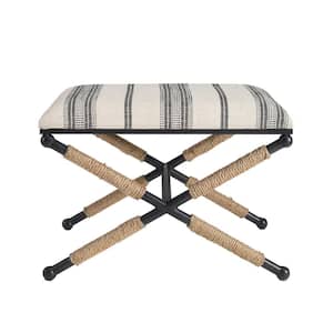 Samm Black Metal with Upholstered Seat Campaign Style Ottoman