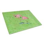 Pink Flamingos on Green Speckle Tempered Glass Cutting Board