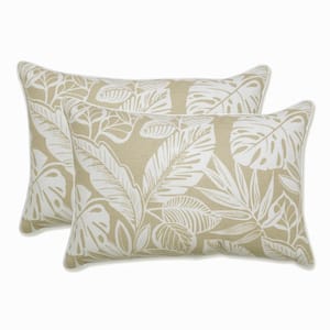 Floral Natural Rectangular Outdoor Lumbar Throw Pillow 2-Pack