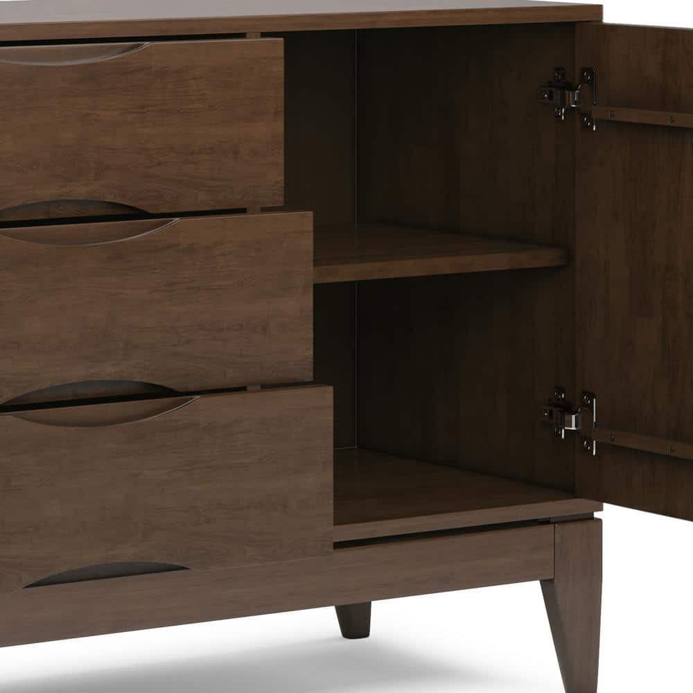 Walnut Brown 60" Solid Wood Mid-Century Sideboard Buffet