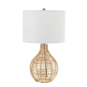 Bryce 20.5" Rattan Table Lamp with White Linen Drum Shade