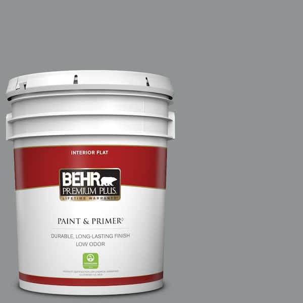 BEHR PREMIUM PLUS 5 gal. #770F-4 Gray Area Flat Low Odor Interior Paint & Primer