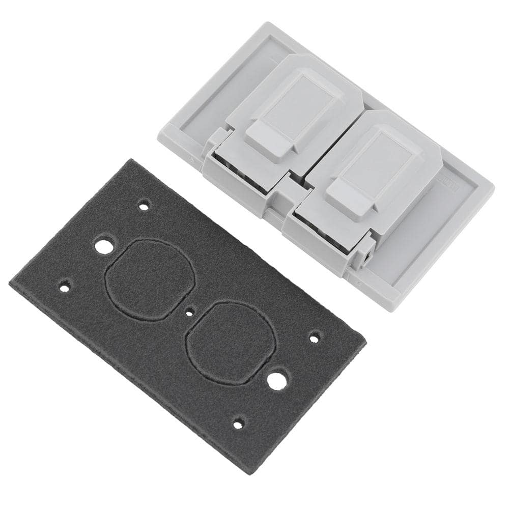 Gray Polycarbonate 1-Gang Weatherproof Duplex Outlet Cover