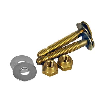 Brass Plated Bagged - 2 Brass Bolts Style 3 FixtureDisplays Closet Bolts 4 Brass Plated Open-end Nuts and 4 Brass Plated washers 12242-BLACKSWAN-50PK-NF No