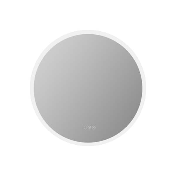 Unbranded 26 in. W x 26 in. H Round Frameless Acrylic Wall Mount LED Bathroom Vanity Mirror in Silver