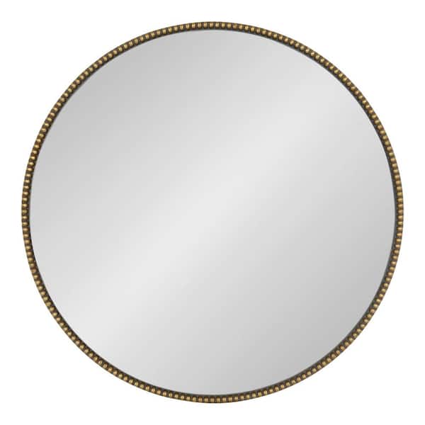 Kate and Laurel Medium Round Gold Art Deco Mirror (23.6 in. H x 23.6 in. W)