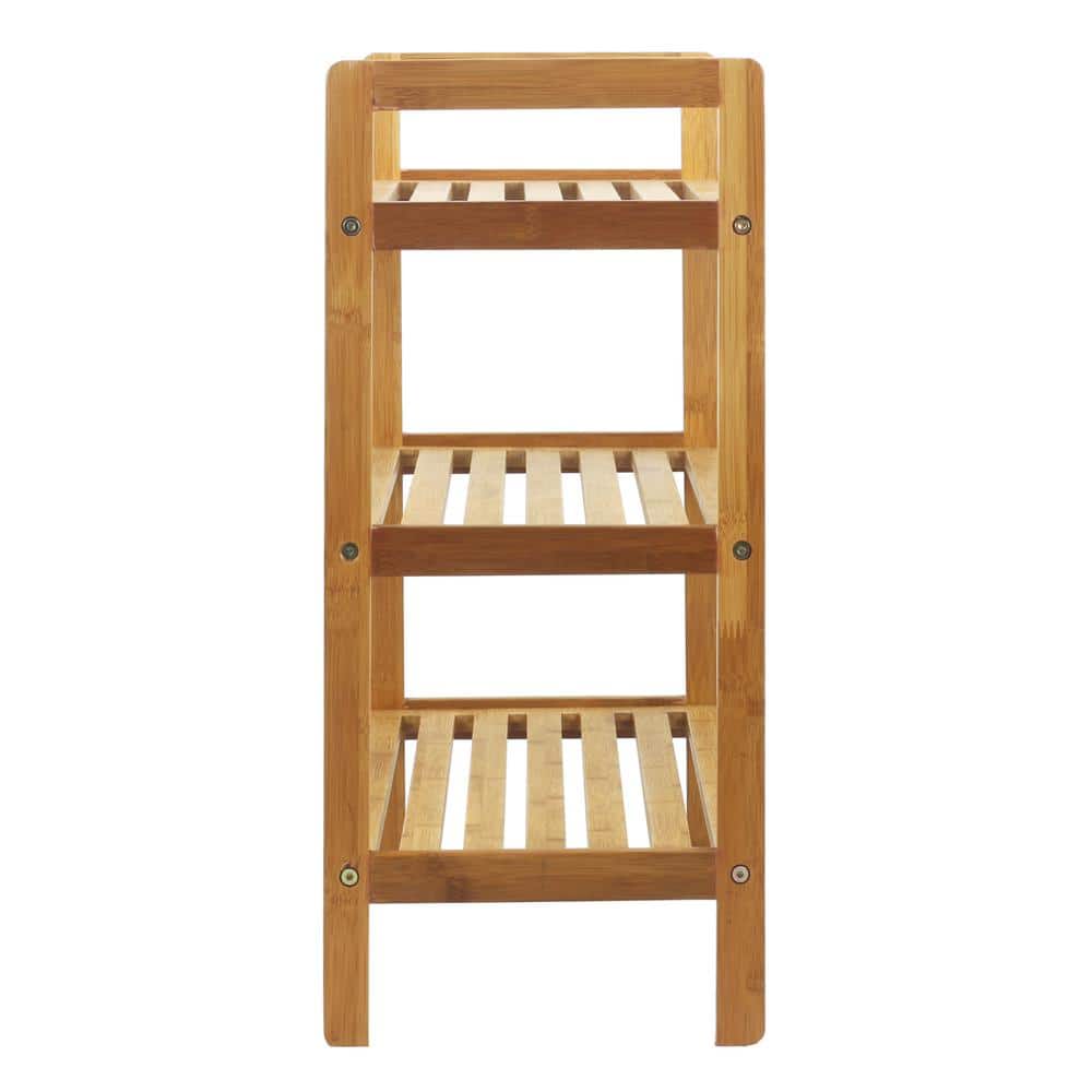 Natural Bamboo 3-Tier Stackable Shoe Rack
