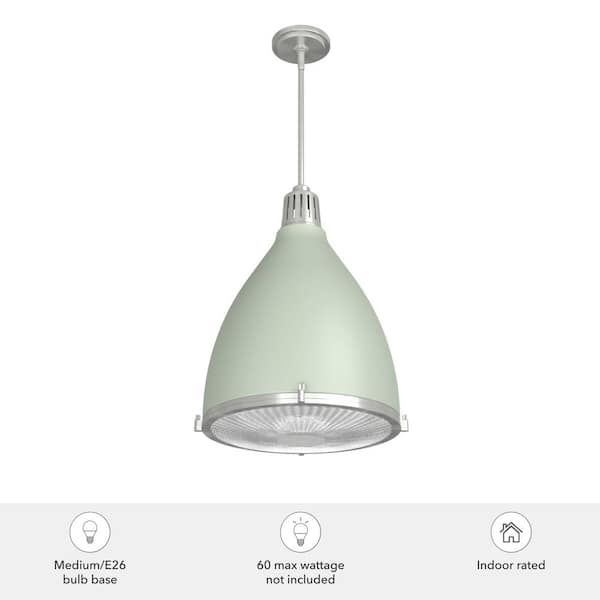 Hunter Bluff View 3-Light Soft Sage Transitional Clear Glass Dome LED Medium Hanging Pendant Light