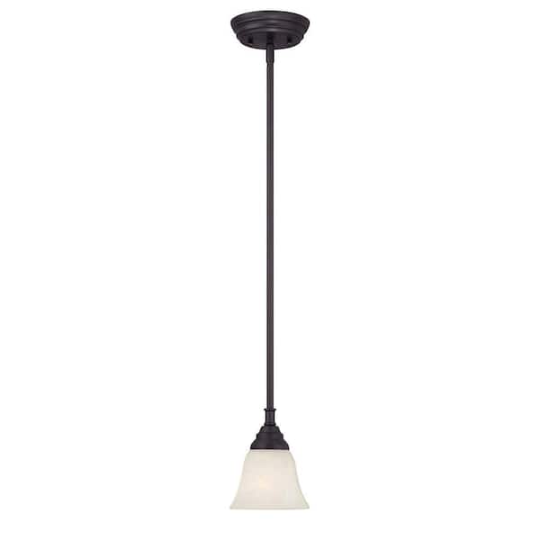 Designers Fountain Kendall 100-Watt 1-Light Oil Rubbed Bronze Pendant with Alabaster Glass Shade