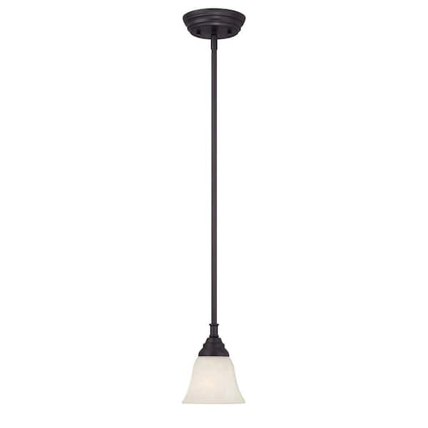 Kendall 60-Watt 1-Light Oil Rubbed Bronze Transitional Pendant Light with Alabaster Glass Shade and No Bulbs Included