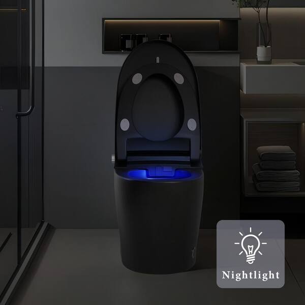 UPIKER 12-in-1 Elongated Bidet Toilet in Black with Heated Seat and Auto Flush