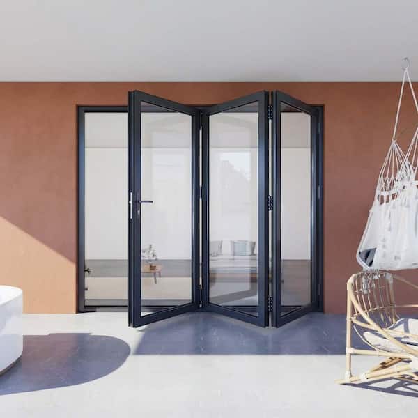 ATVIO 96 in. x 80 in. Matte Black Right to Left Out-Swing Thermal