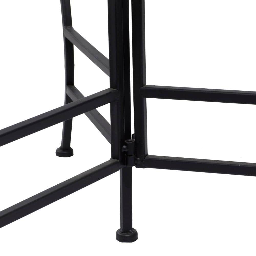 24" Black Metal 3-Tier Round Plant Stand