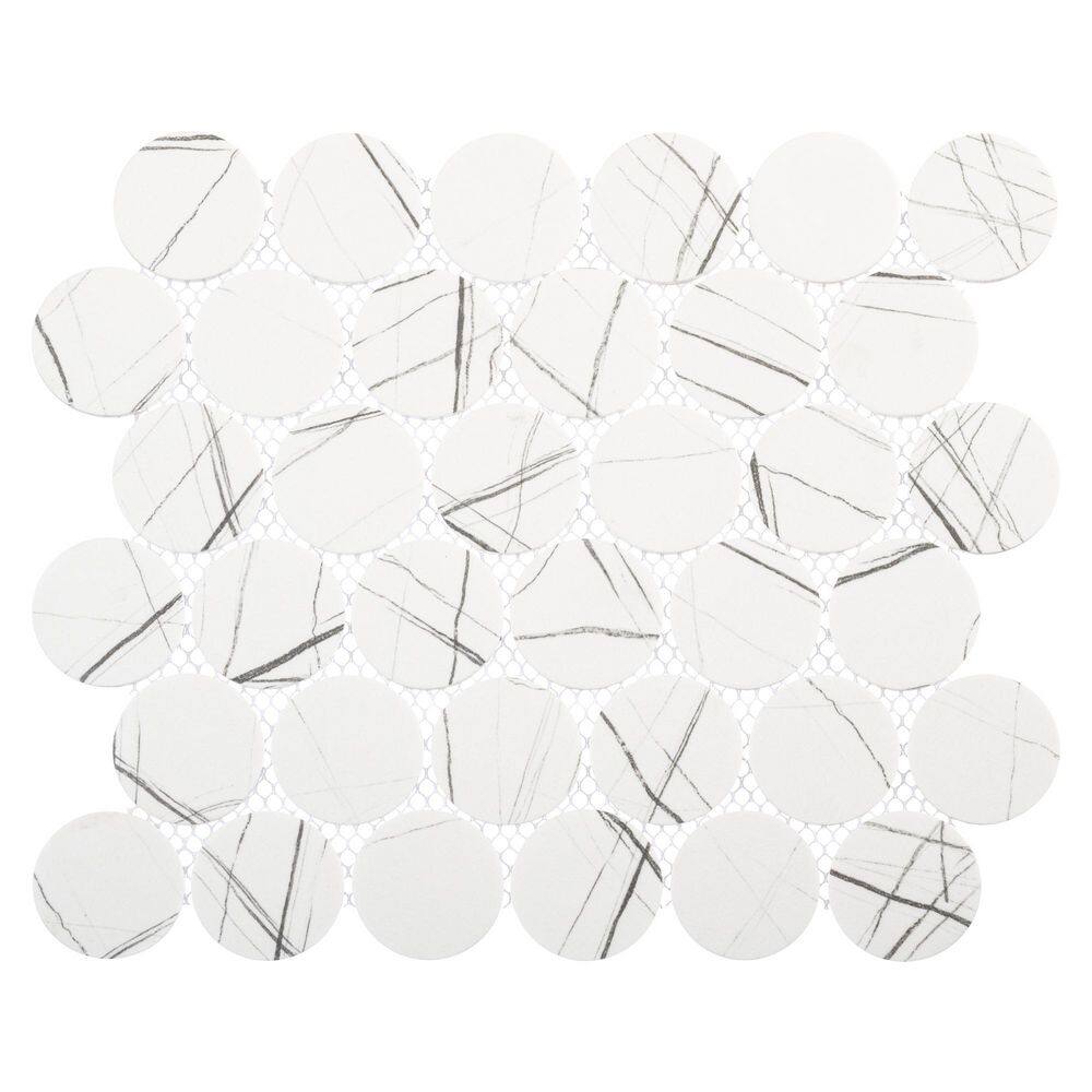 Ispara Balter 2 in. x 2 in. Round Matte Recycled Glass Marble Look Mosaic Wall Tile (4.1 sq. ft. /Case) price history on PriceWatchPro