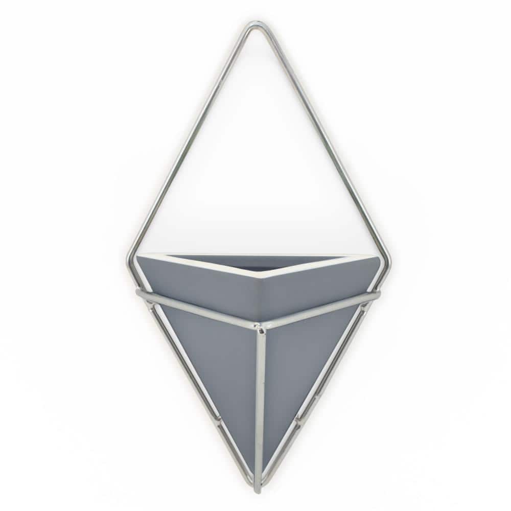 Diamond 6 in. x 10 in. Dark Gray Matte Ceramic Wall Planter
