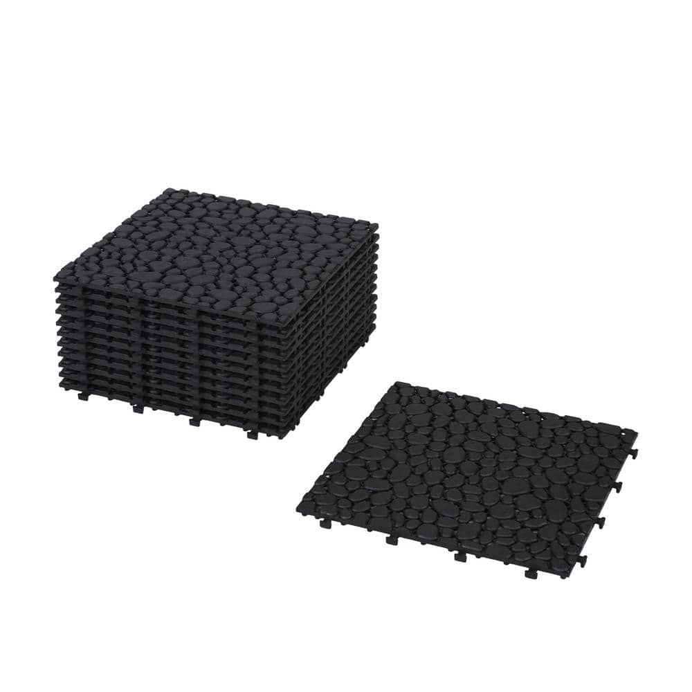 1 ft. x 1 ft. Anti-Slip Plastic Deck Tile in Black (12-Piece), Rosette Pattern price history on PriceWatchPro