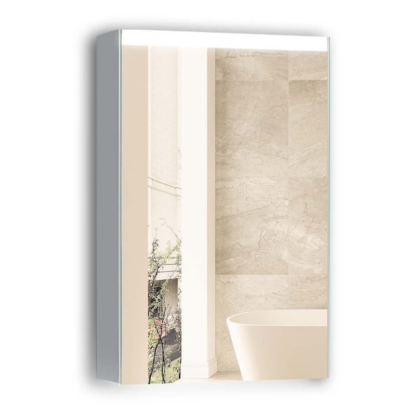 Whatseaso 20 in. W x 30 in. H Medium Rectangular Silver Aluminum Surface Mount Medicine Cabinet with Mirror