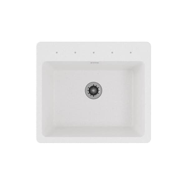 Elkay Quartz Classic White Quartz 25 in. Single Bowl Drop-In Laundry Sink with Perfect Drain