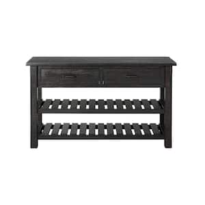 Barn Door 50 in. Antique Black Standard Rectangle Wood Console Table with Drawers