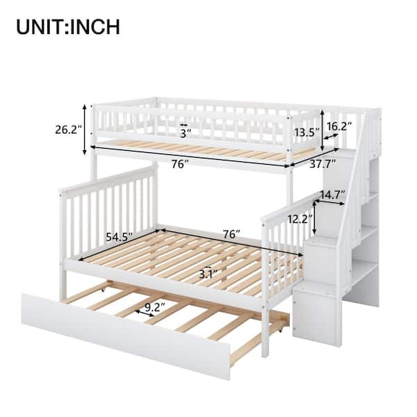 Full Bunk Bed With Trundle And Stairs, Twin Over Full Bunk Bed With Stairs Plans
