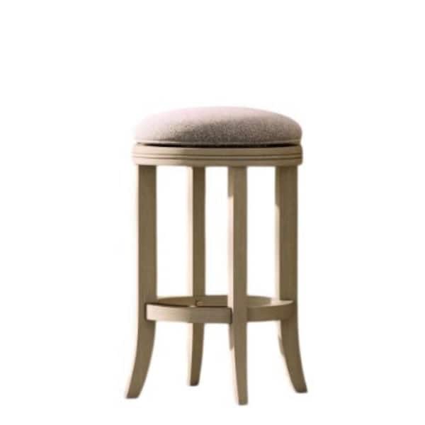 Mapelra 26 in. H Ivory Backless Wood Frame Counter Height Swivel Bar Stool with Gray Upholstered Seat