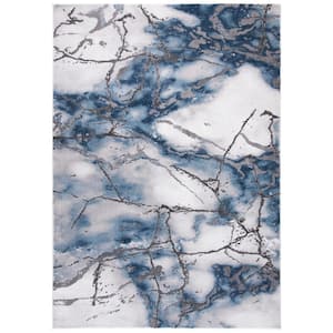 Craft Gray/Blue 2 ft. x 6 ft. Distressed Abstract Runner Rug