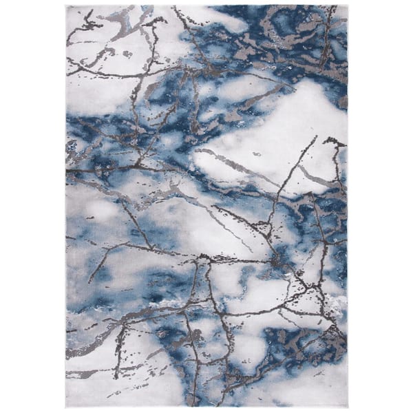 SAFAVIEH Craft Gray/Blue 4 ft. x 6 ft. Distressed Abstract Area Rug