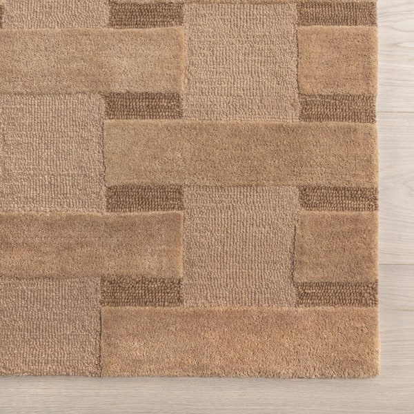 RUGS USA Remy Crosshatch Wool Brown 10 ft. x 14 ft. Indoor/Outdoor