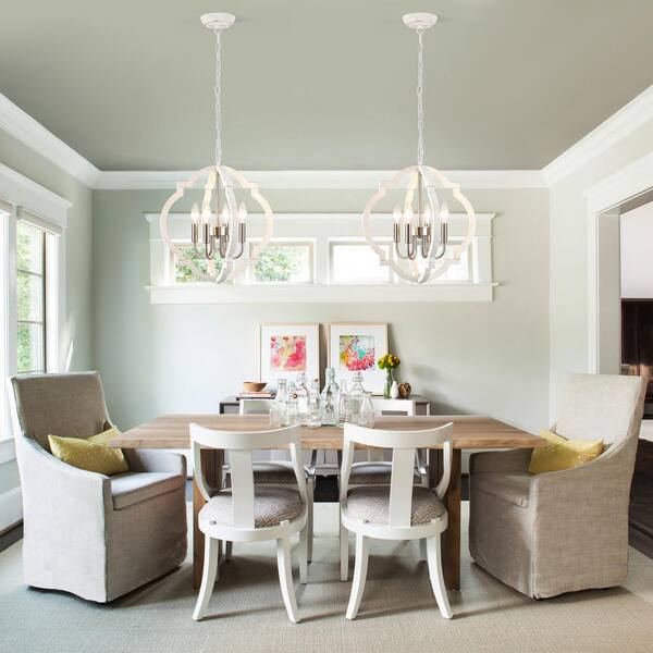 LWYTJO Tieton 4-Light Nickel Vintage Orb Wood Chandelier Rustic