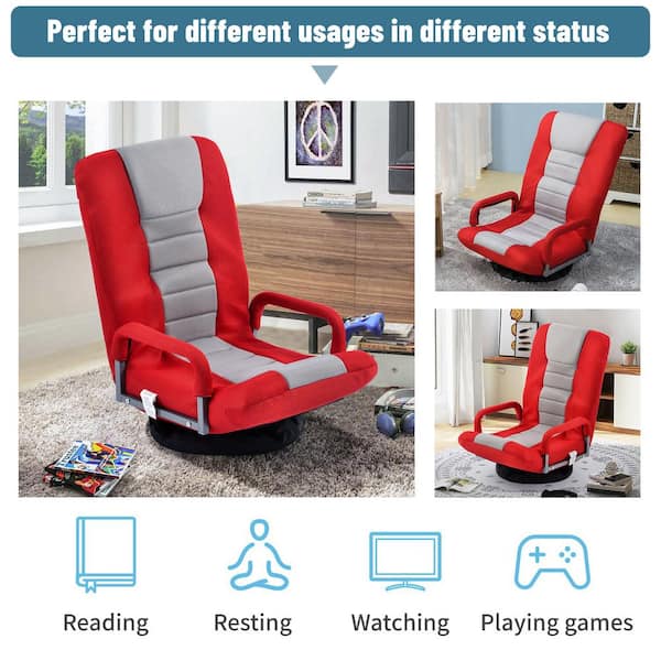 Gaming Floor Chair Armrest Foldable Video Rocker Seat Swivel Lounger Recliner 