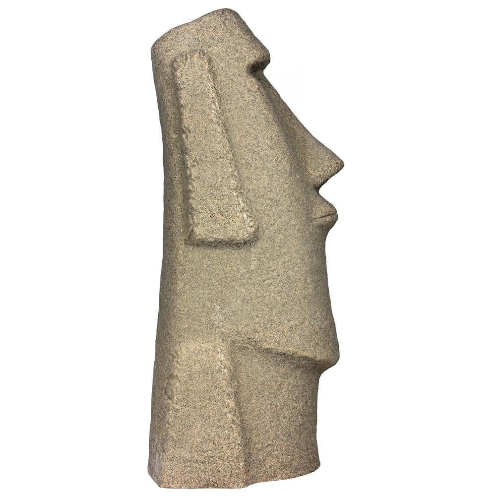 28" Textured Sandstone Resin Easter Island Head Garden Statue