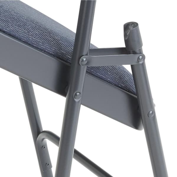 National Public Seating Blue Fabric Padded Seat Stackable Folding