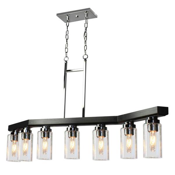 ARTCRAFT Canyon Creek 7-Light Dark Wood and Chrome Island Light