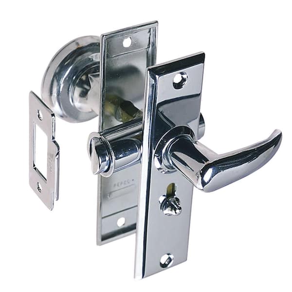 Perko Tubular Latch Set with Sliding Lock Button 0567DP0CHR - The Home ...