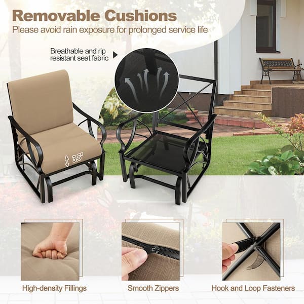 Metal porch deals glider cushions