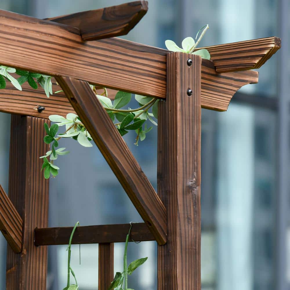 Carbonized Fir Wood Outdoor Garden Arched Trellis Arbor