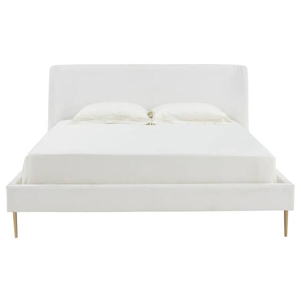 Jaiden White Upholstered Frame King Panel Bed