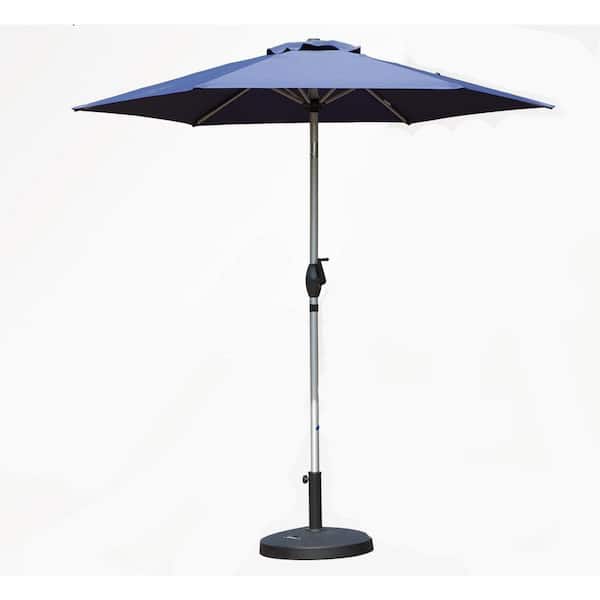 Unbranded 7.5 ft. Patio Umbrella, UV Protection Waterproof Market Umbrella with Push Button Tilt and Crank, 8 Sturdy Ribs, Blue